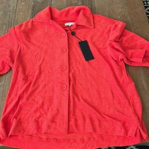 NWT Gianni Bini Kaycie Button Front Camp Collar Short Sleeve Terry Cloth…